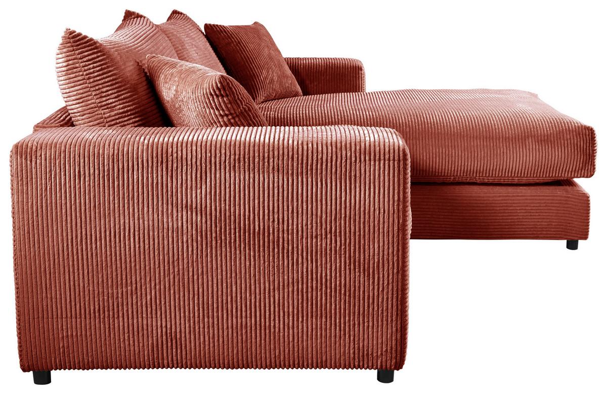 Ecksofa Funny S Rechts Terracotta S: 265x180 cm - Terracotta/Schwarz, Basics, Textil (265/180cm) - Livetastic