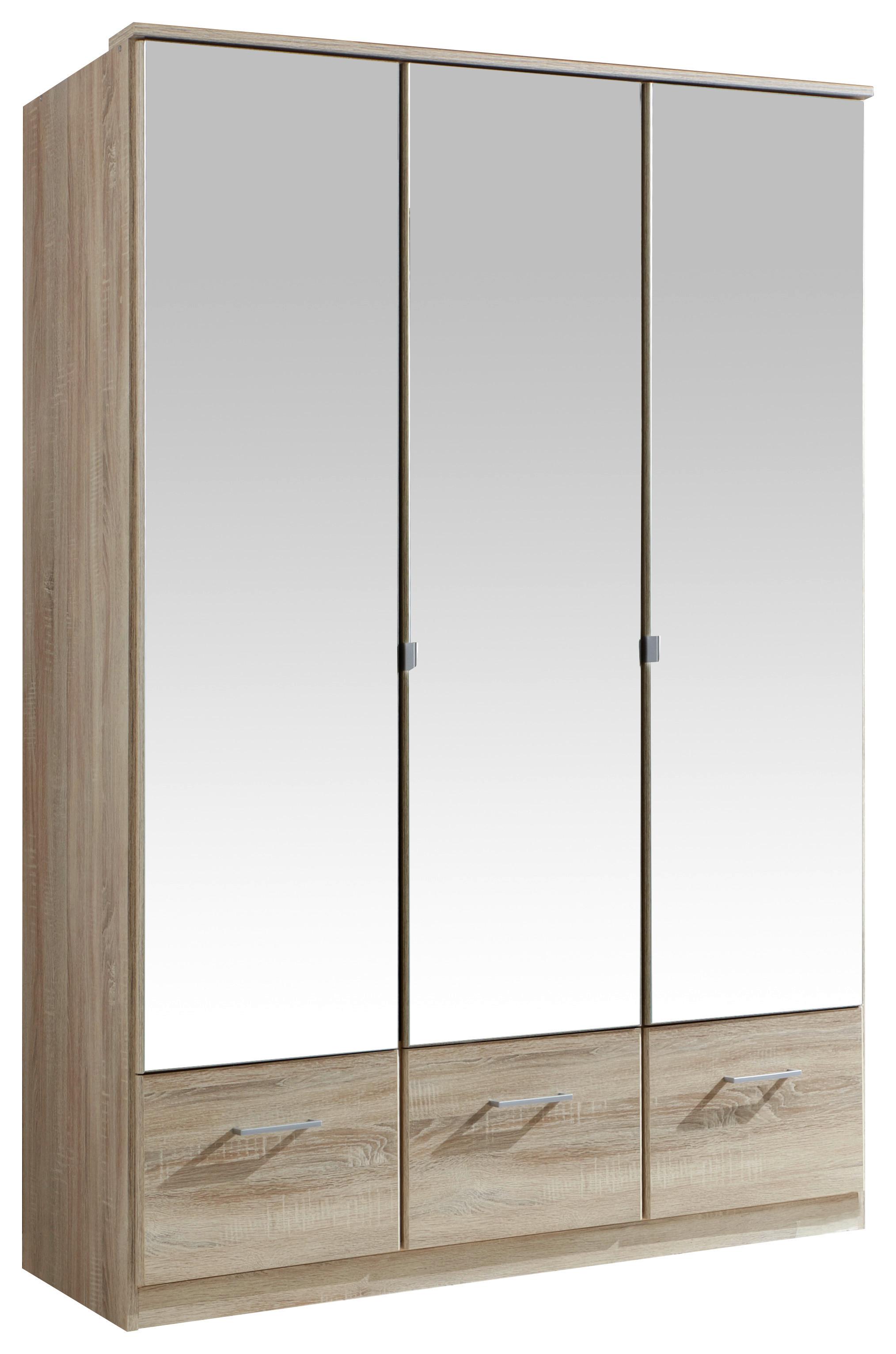 Drehtürenschrank Mit Spiegel 135cm Imago, Sägerau Dekor - Eichefarben, KONVENTIONELL, Glas/Holzwerkstoff (135/199/58cm) - MID.YOU