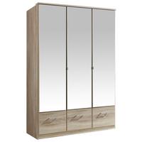 Drehtürenschrank Mit Spiegel 135cm Imago, Sägerau Dekor - Eichefarben, KONVENTIONELL, Glas/Holzwerkstoff (135/199/58cm) - MID.YOU