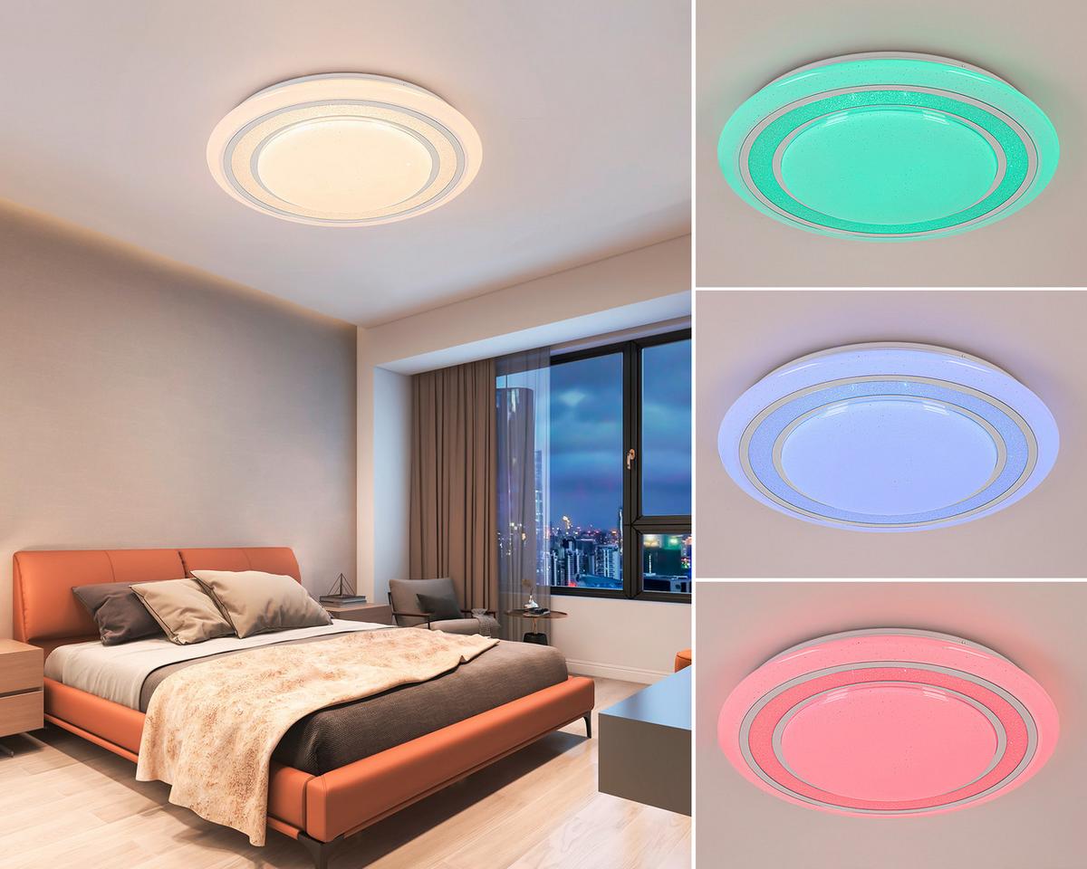 STROPNÍ LED SVÍTIDLO GIESBERT - bílá/barvy chromu, Moderní, kov/plast (55/8cm) - Premium Living