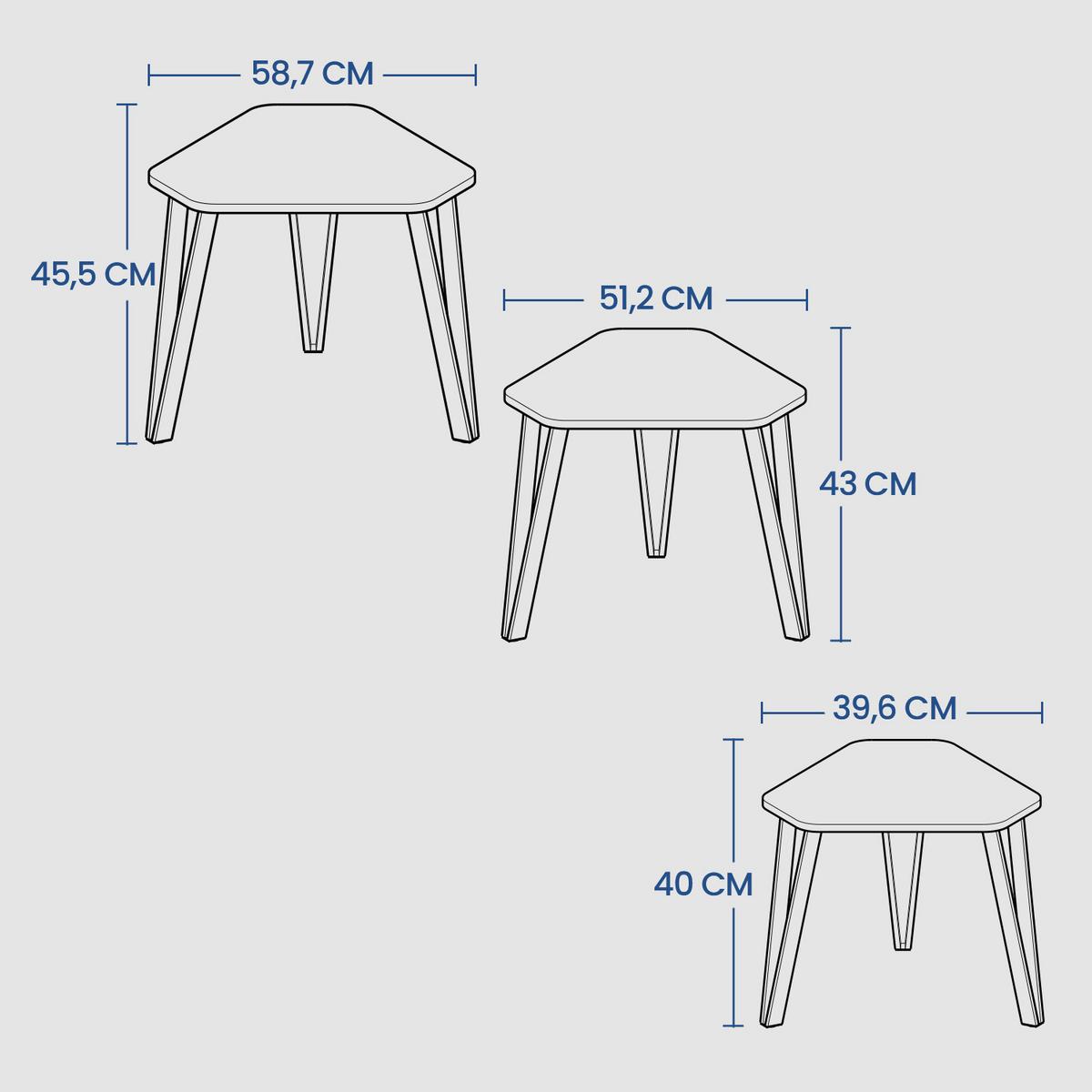 Beistelltischset Schwarz, Dunkelbraun B: 58,5cm - Dunkelbraun/Schwarz, Trend, Holzwerkstoff/Metall (58,5/45,5/58,5cm) - MID.YOU