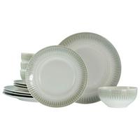 Tafelservice Steinzeug, Creme, 12-Teilig - Perlmutt/Creme, Basics, Keramik - Creatable