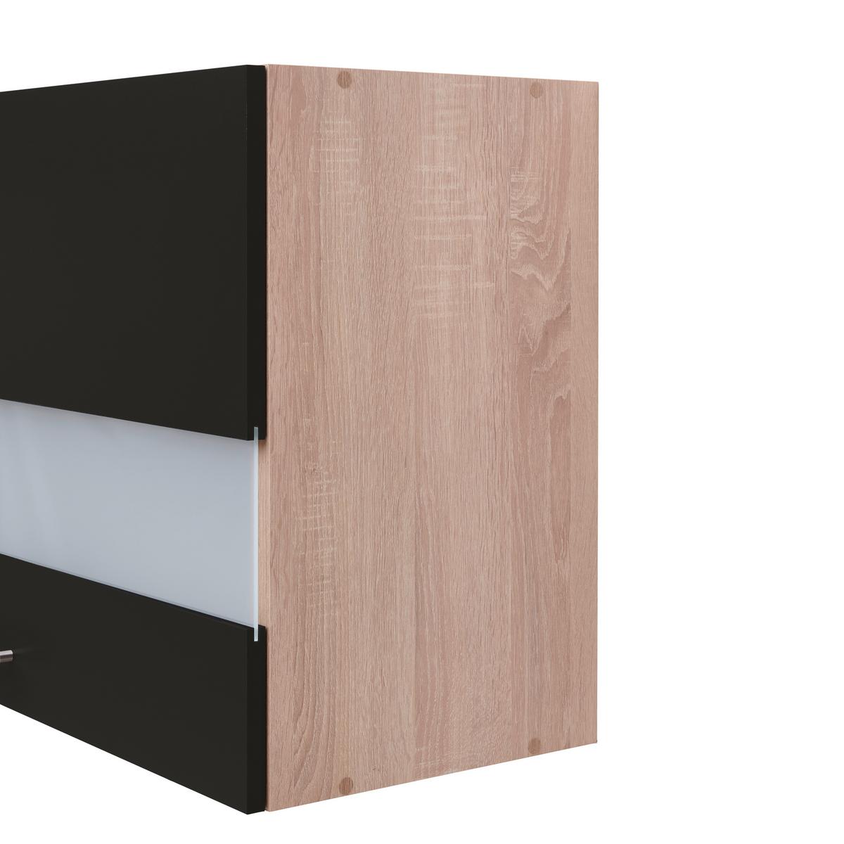 Küchenzeile Economy mit Geräten 310 cm Schwarz/Eiche Dekor - Eichefarben/Schwarz, Basics, Holzwerkstoff (310cm) - Respekta