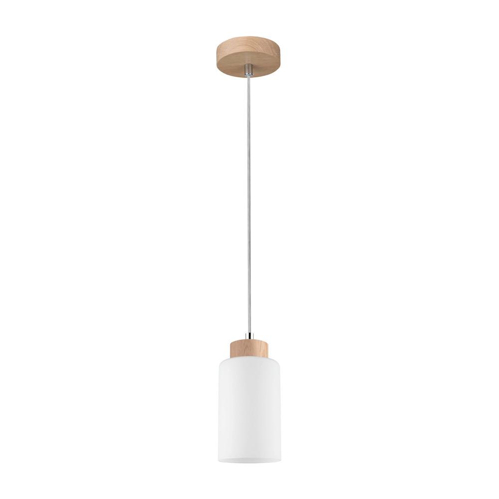 Hängeleuchte Bosco H: 110 cm 1-Flammig, Echtholz/Milchglas - Weiß, Basics, Glas/Holz (15/110cm)
