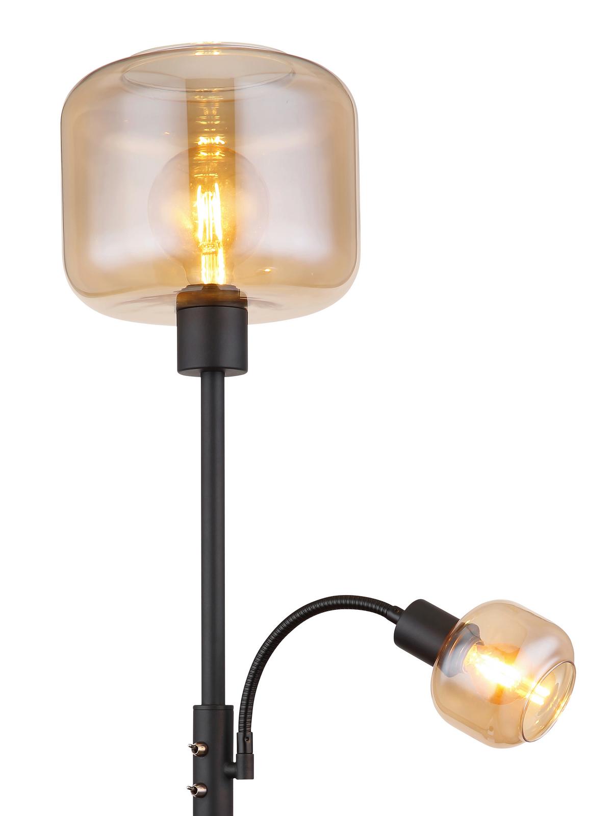 Stehleuchte 15566sa - Schwarz, Design, Glas/Metall (25/165cm) - Globo
