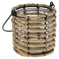 Teelichthalter Hali Holz/glas Für 1 Teelicht - Schwarz/Naturfarben, Basics, Glas/Holz (13,5/13,5cm)