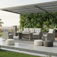 Loungegarnitur 4-tlg Brentwood Aus Kunststoff/glas Mit Kissen - Grau, KONVENTIONELL, Glas/Kunststoff - Gardenson