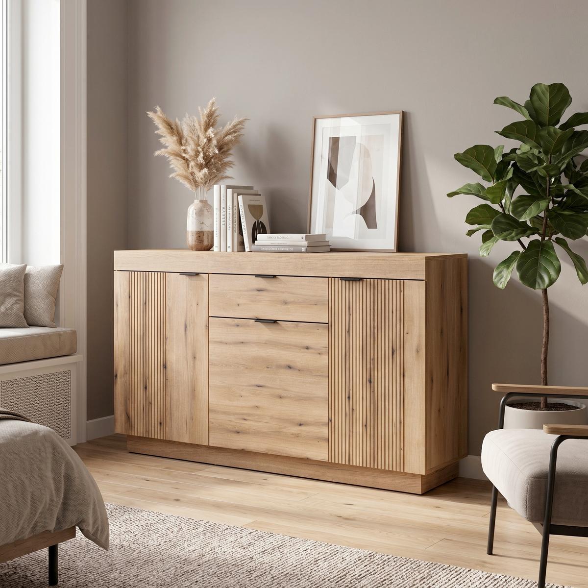 Sideboard Delamar Eichefarben Dekor B: 146 cm - Eichefarben, Trend, Holzwerkstoff (146/85,8/39,6cm)