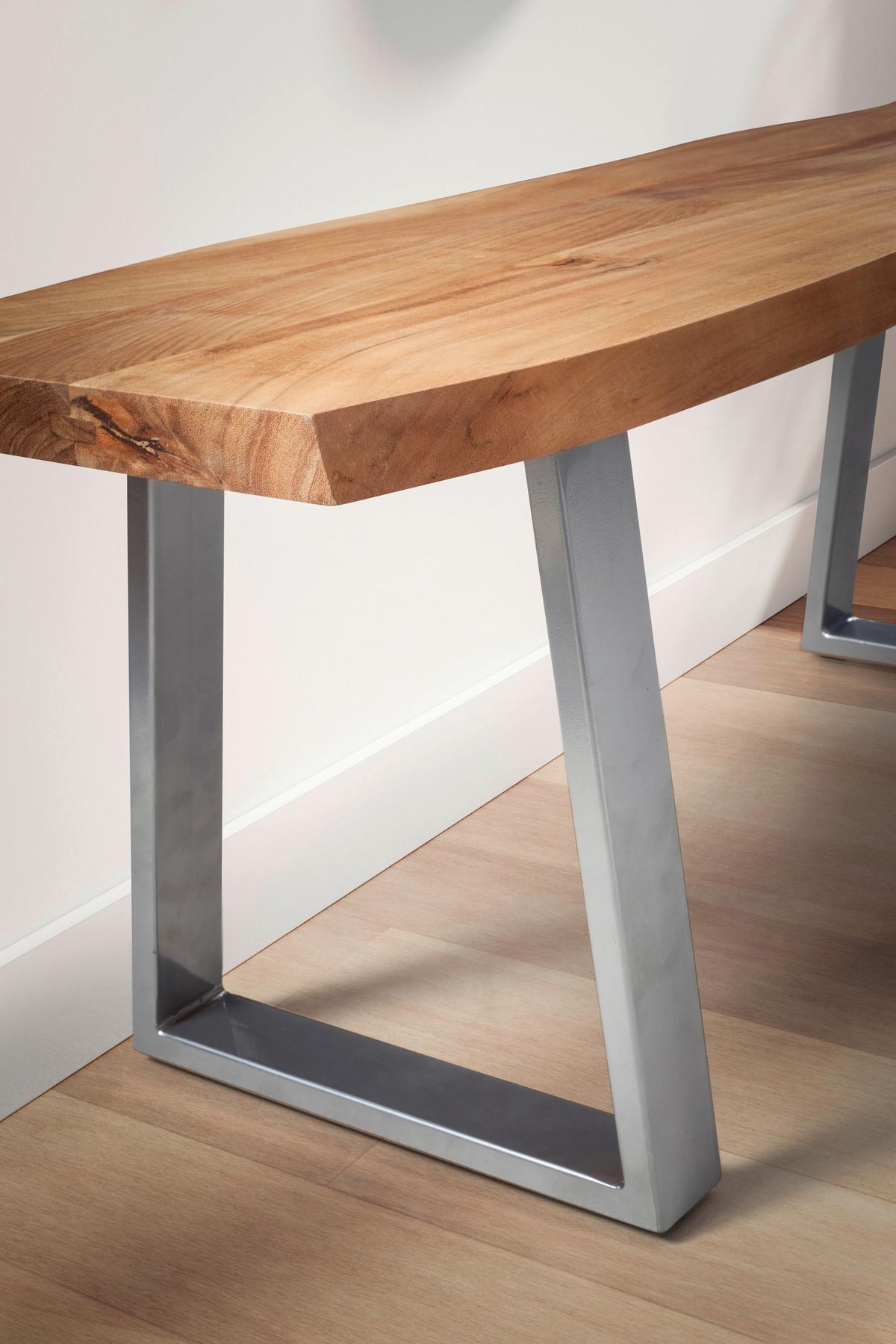 Garderobenbank Garderobenbank - Chromfarben/Hellbraun, Design, Holz (120/40/45,5cm) - MID.YOU