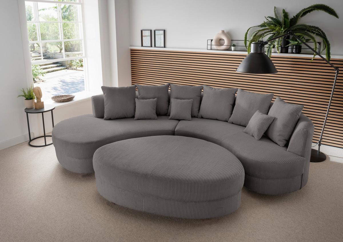 Wohnlandschaft Limoncello Grau S: 160x300 cm - Schwarz/Grau, Design, Textil (160/300cm) - Livetastic