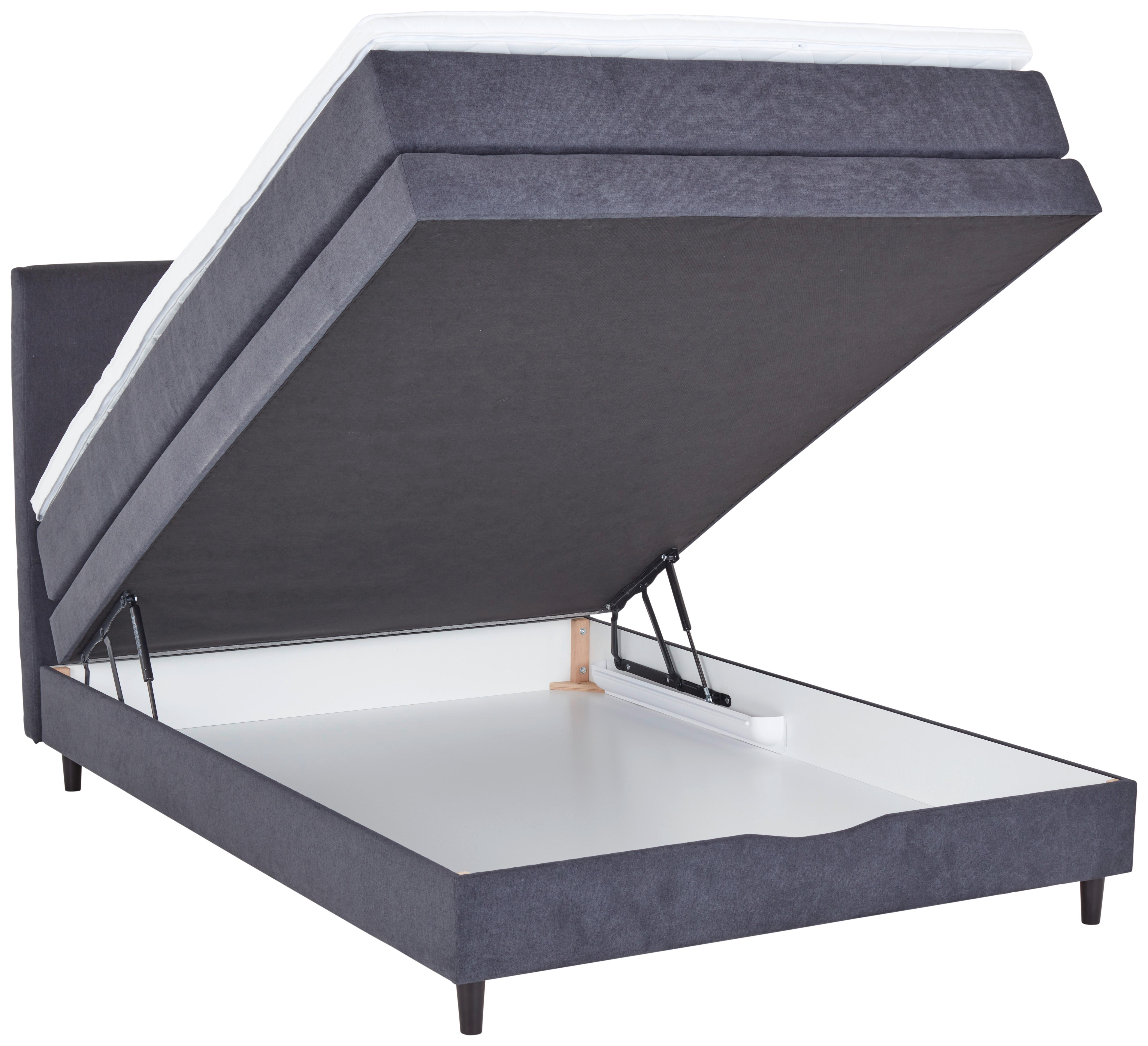 Boxspringbett Kleopatra - Anthrazit, KONVENTIONELL, Holz/Holzwerkstoff (140/200cm) - Ondega