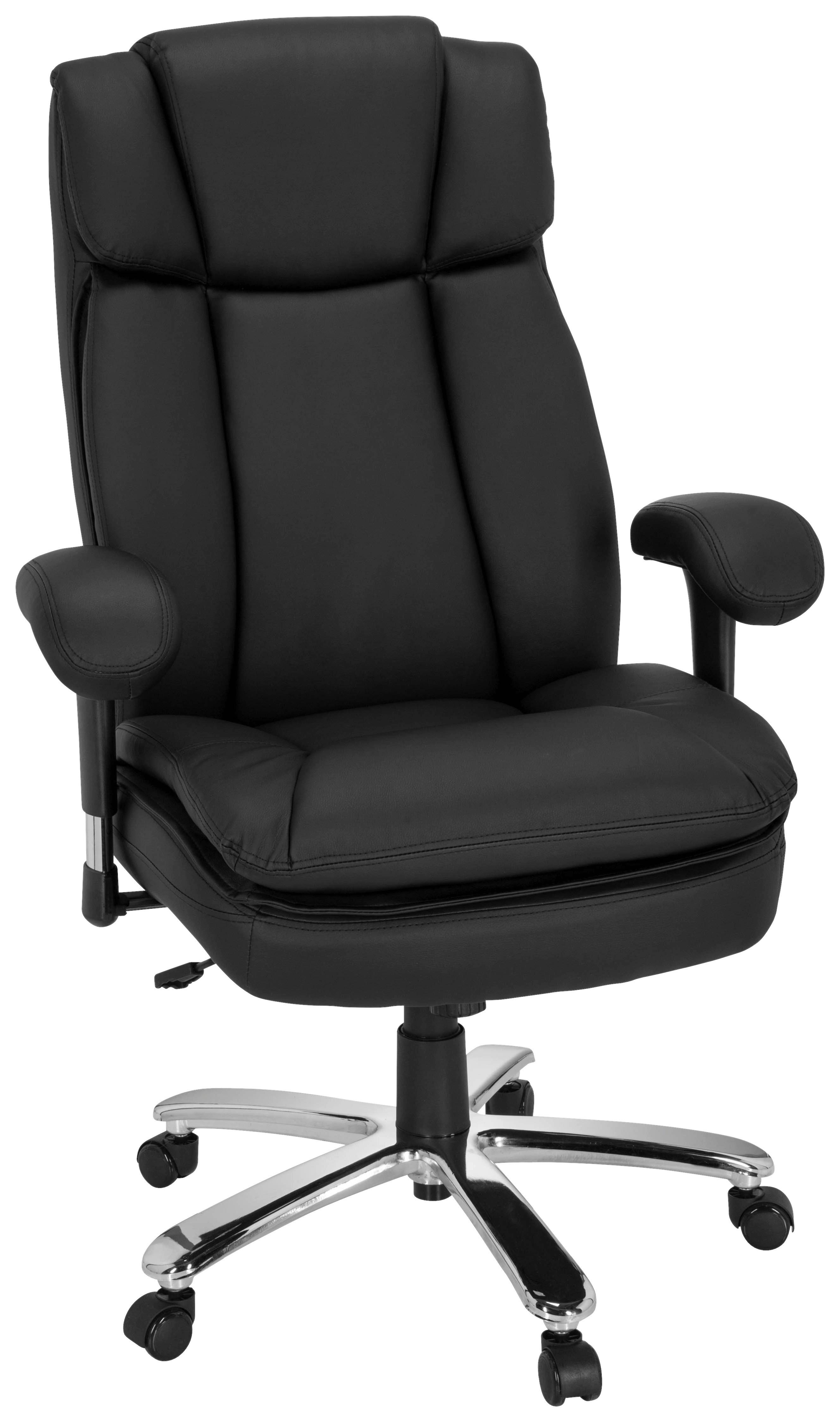 Chefsessel Builder XXL Armstützen Schwarz 180 Kg - Silberfarben/Schwarz, MODERN, Kunststoff/Textil (77/123/84cm) - MID.YOU