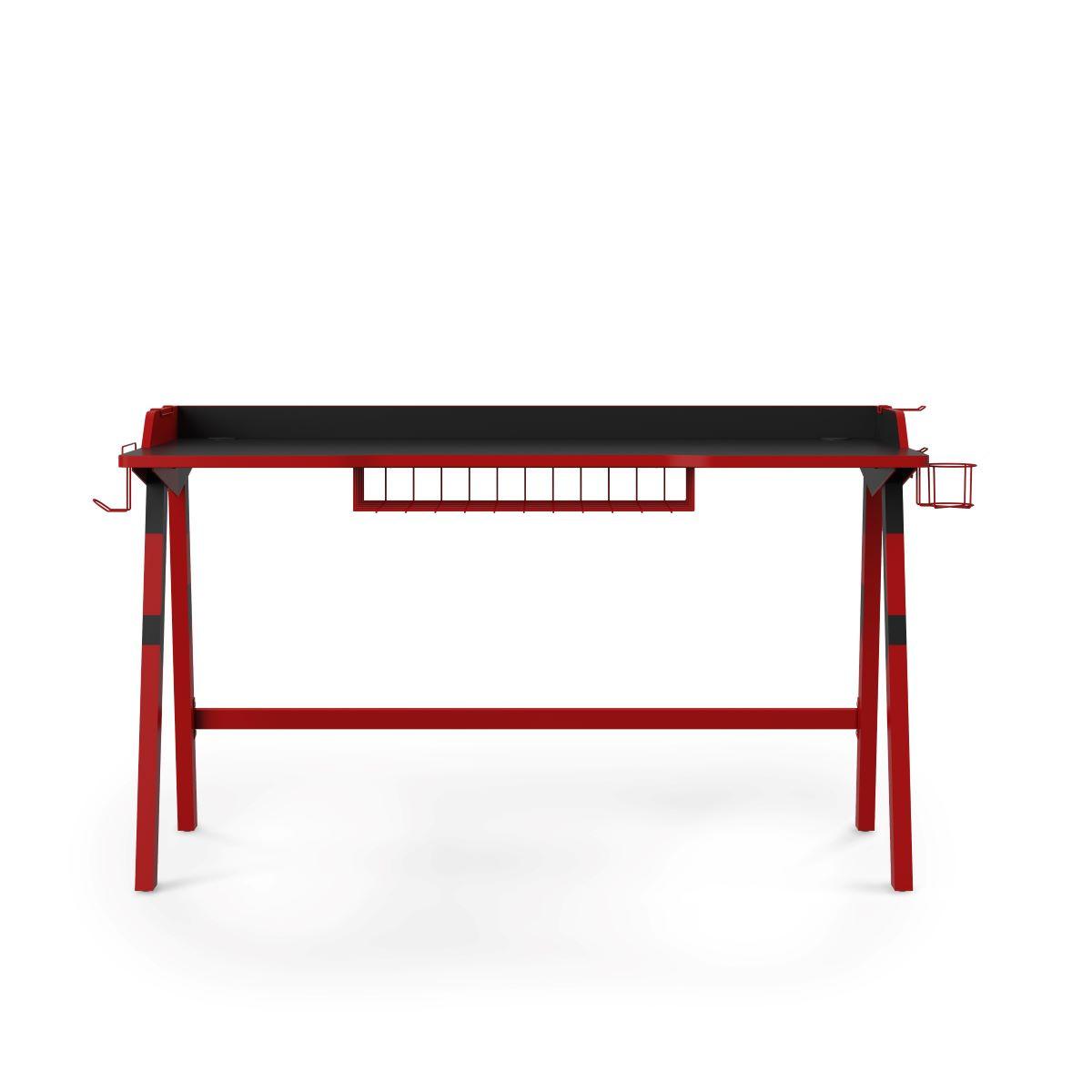 Gamingtisch Fuego Rot Schwarz L: 137 Cm - Rot/Schwarz, Design, Holzwerkstoff/Metall (137/81/65cm) - MID.YOU