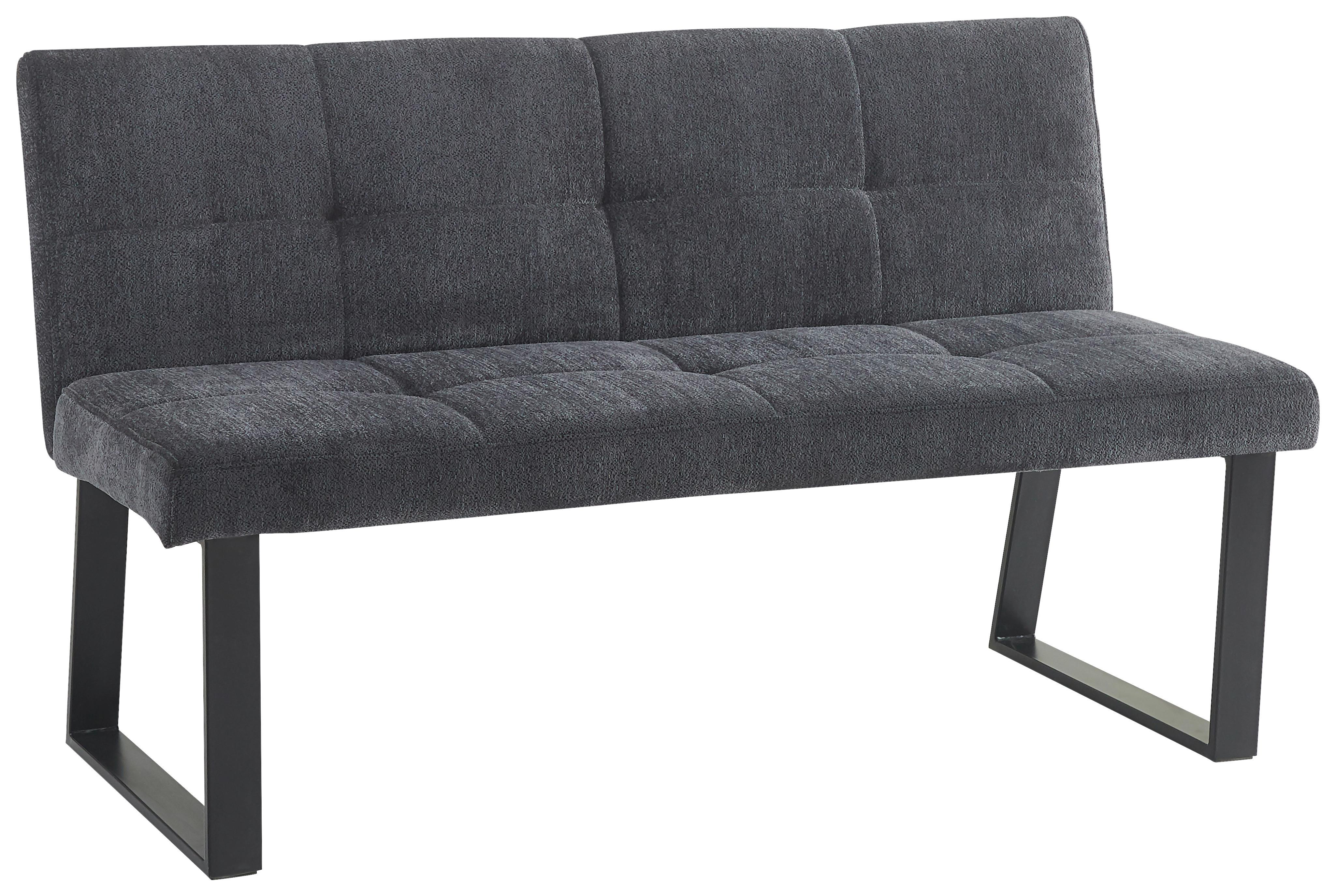 Sitzbank Rico Dunkelgrau, B: 140 cm - Dunkelgrau/Schwarz, LIFESTYLE, Textil/Metall (140/82/44cm) - MID.YOU