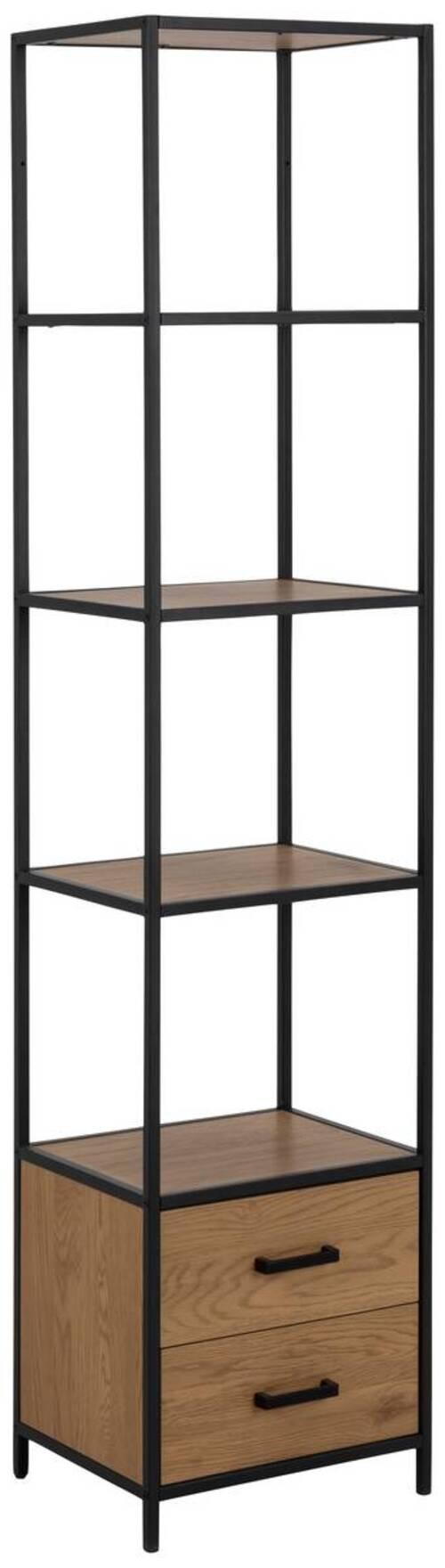 Regal Seaford mit Laden Seaford B: 42 cm Wildeiche - Wildeiche/Schwarz, Trend, Holzwerkstoff/Metall (42/185/35cm) - MID.YOU