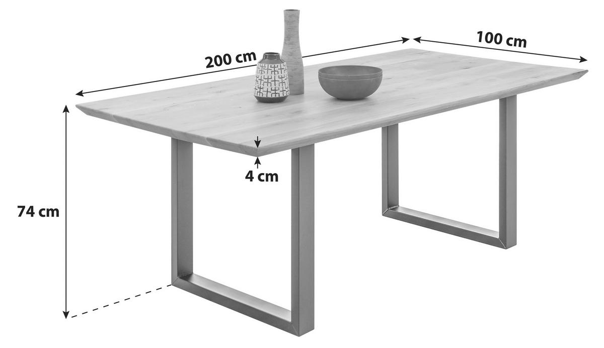 Esstisch Mit Echtholz-platte Bennet 200x100cm Eiche/schwarz - Eichefarben/Schwarz, Basics, Holz/Metall (200/100/74cm) - MID.YOU