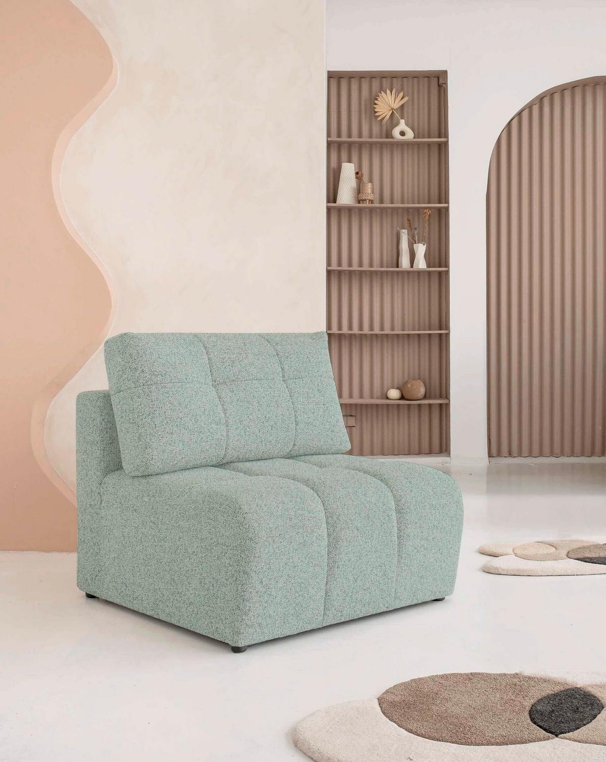 Sofaelement Lulu Türkis B: 96cm - Türkis/Schwarz, Design, Textil (96/94/96cm) - MID.YOU