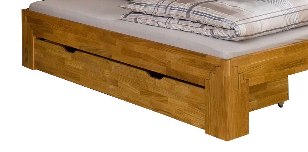 Bettkastenset Jasmina 2-teilig Eiche Massiv - Eichefarben/Naturfarben, Design, Holz (81/90/22cm)