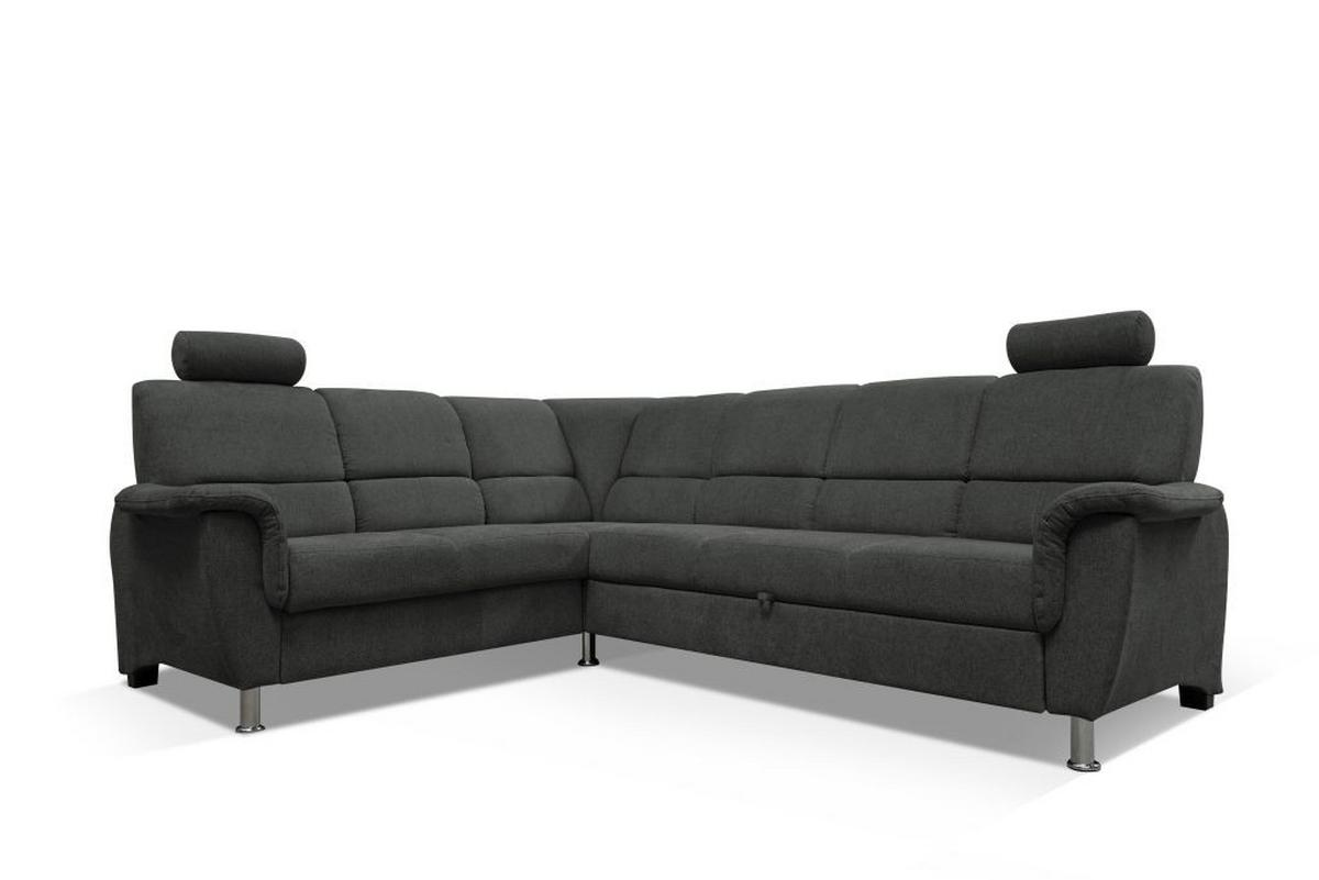 Sedačka MARSYLIA, levá, antracit.velur, s relax.rohem - černá/barvy stříbra, Design, kov/dřevo (216/270cm) - MID.YOU