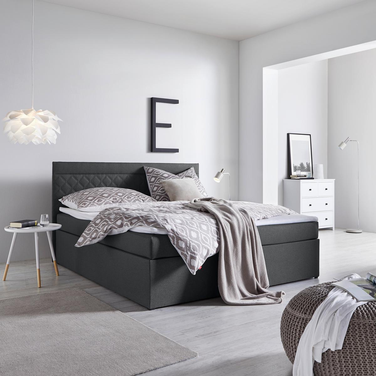 Boxspring posteľ s topperom Rosa, 180x200, antracitová - čierna/tmavosivá, Modern, drevo/kompozitné drevo (180/200cm) - Bessagi Home