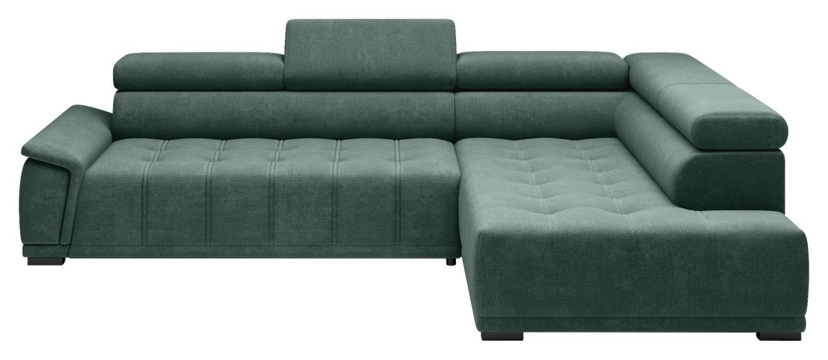 Rohová sedačka GRINALDI, pravá, tmavě zelená - černá/tmavě zelená, Moderní, textil/plast (283/106cm) - Premium Living