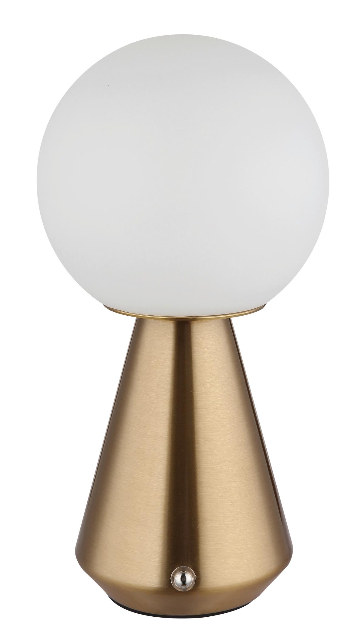 Akku-Tischleuchte Sora Weiß Kupferfarben D: 12cm - Weiß/Kupferfarben, KONVENTIONELL, Kunststoff/Metall (12/23,5cm) - Globo