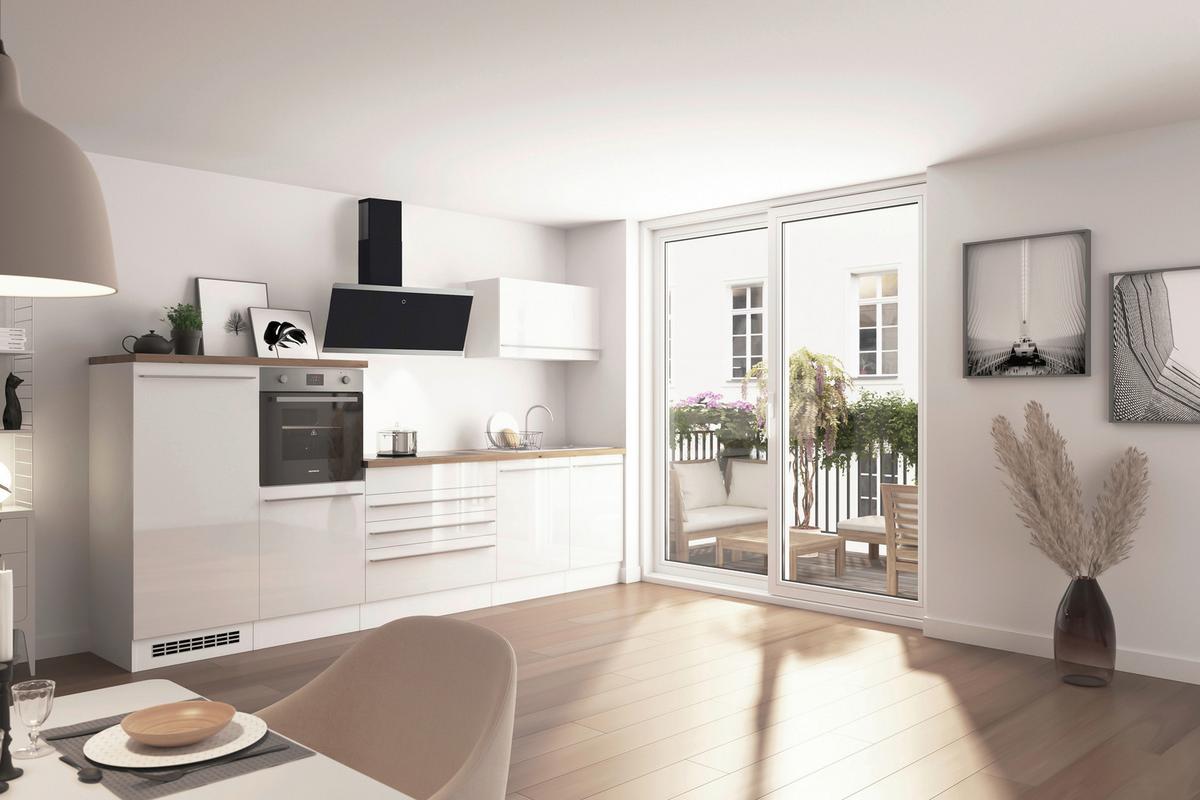 Küchenblock Gabriel Weiß B: 320 Cm - Wildeiche/Weiß, Design, Holzwerkstoff (320cm) - Respekta