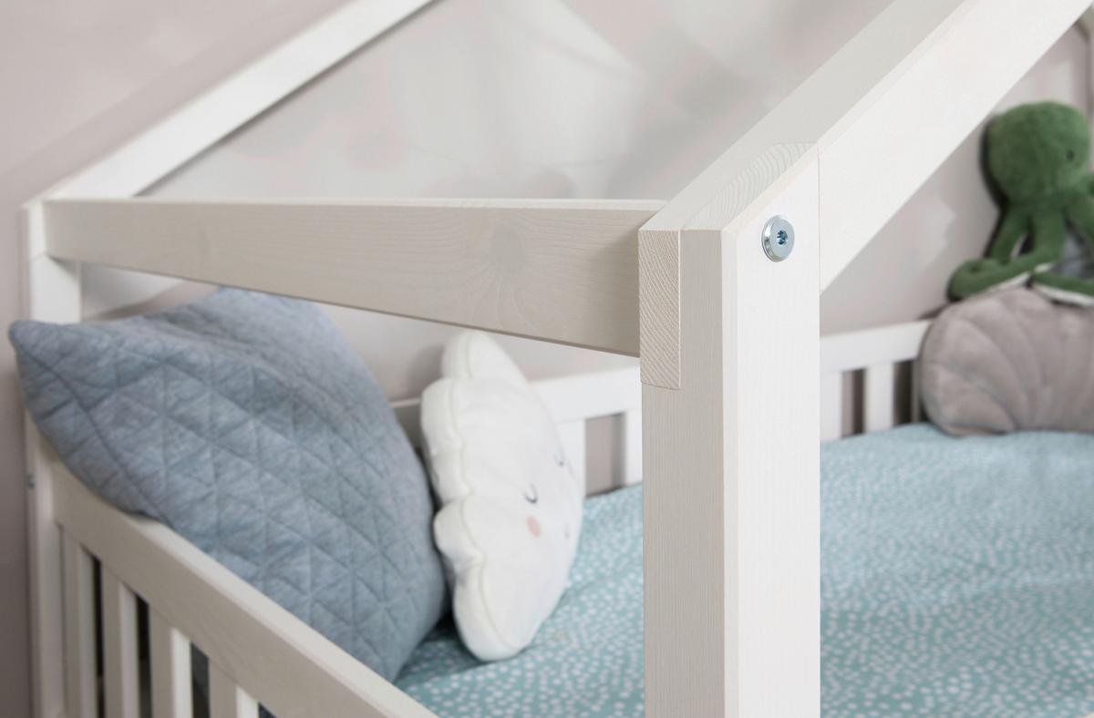 Hausbett Lou B: 90 Cm Weiß Lou - Weiß/Naturfarben, MODERN, Holz/Textil (90/200cm) - MID.YOU