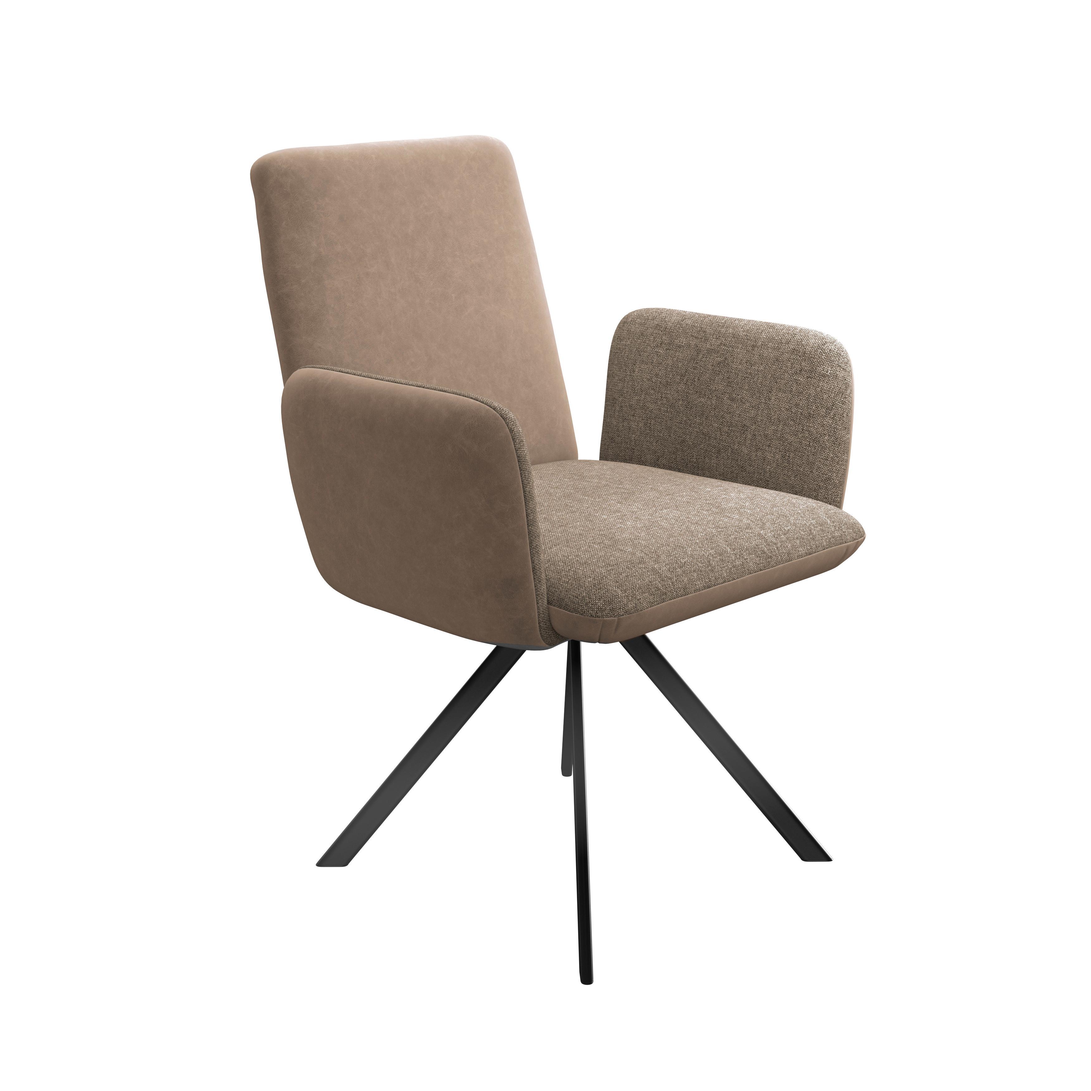Armlehnstuhl Kian Webstoff braun, B: 65 cm - Schwarz/Braun, Trend, Textil/Metall (65/88/63cm)