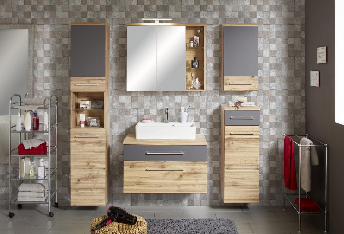 VYSOKÁ SKRINKA FLOAT BREIT - farba duba/antracitová, Modern, kov/kompozitné drevo (50/194/33cm) - Premium Living