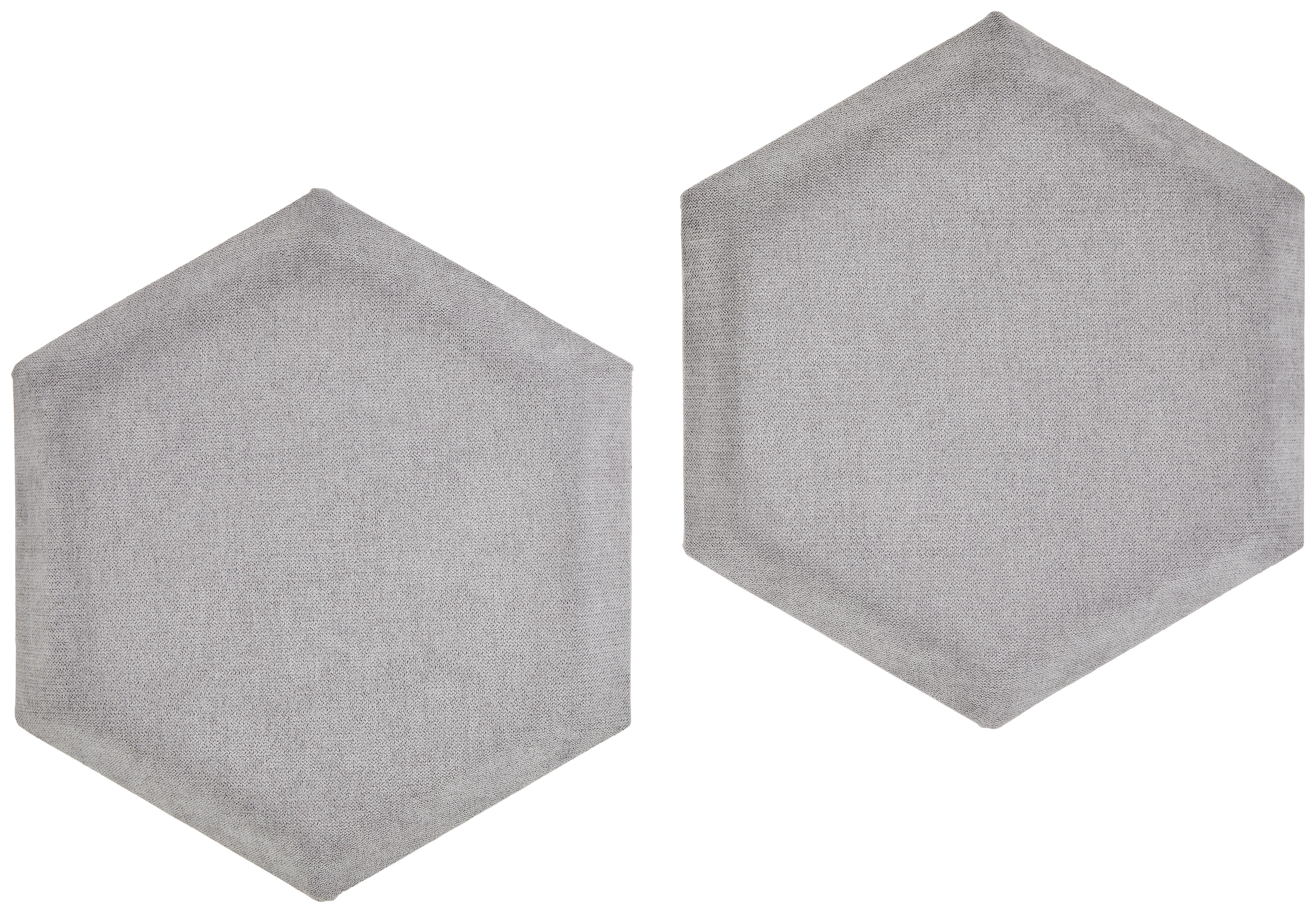 čalúnený panel 2ks, 36x32cm hexagon, sivá - sivá, Basics, textil (36/32/4cm) - MID.YOU
