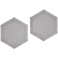 čalouněný panel 2ks, 36x32cm hexagon, šedá - šedá, Basics, textil (36/32/4cm) - MID.YOU