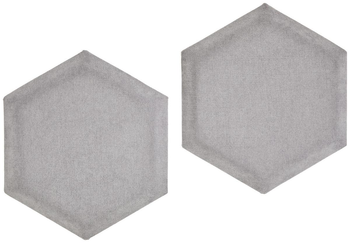 čalouněný panel 2ks, 36x32cm hexagon, šedá - šedá, Basics, textil (36/32/4cm) - MID.YOU