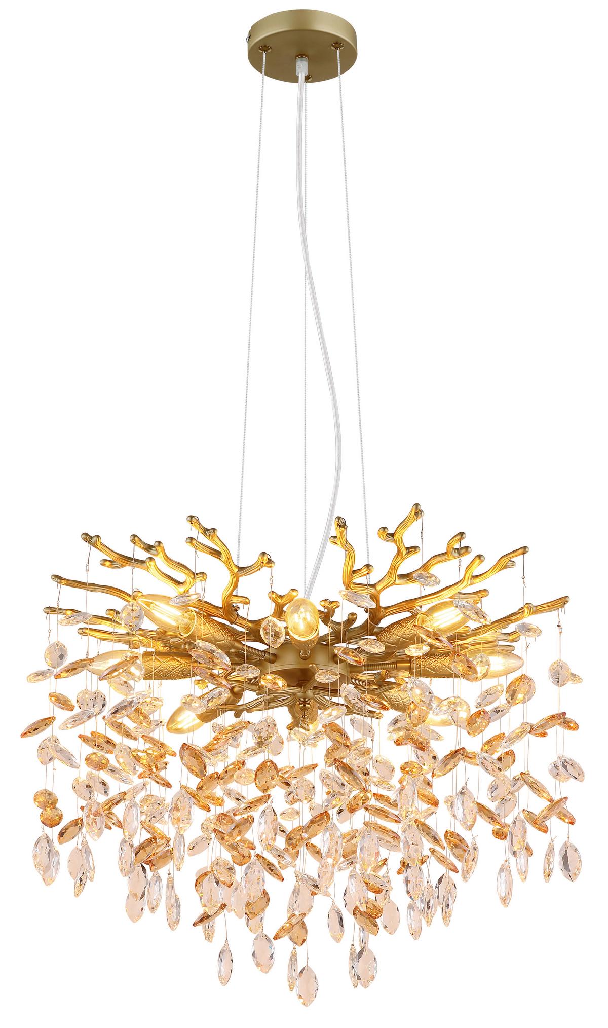 HÄNGELEUCHTE 64138H1G QUEENA - Klar/Goldfarben, Design, Glas/Metall (60/120cm) - Globo
