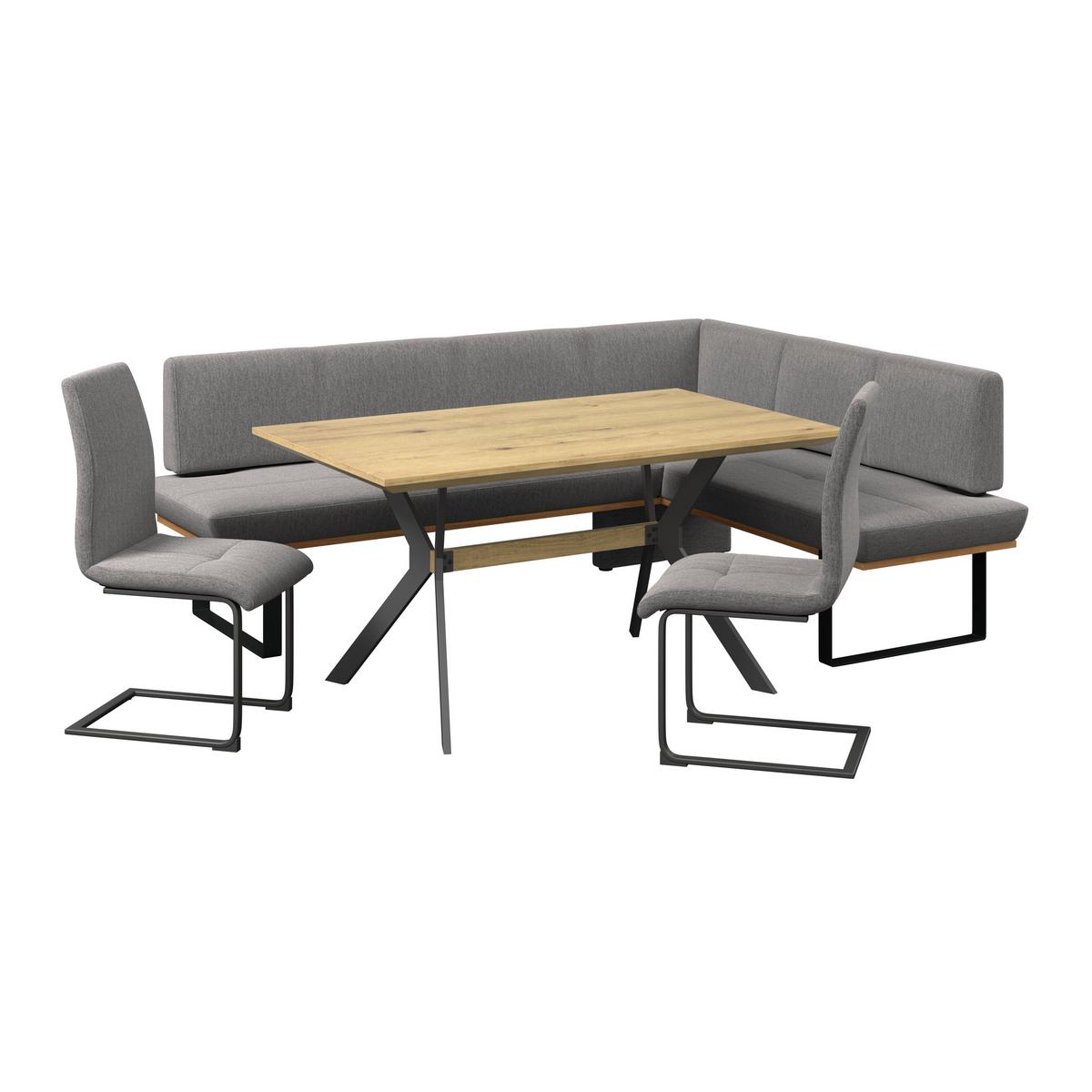 Eckbank Tristan Webstoff grau, S:225x175cm - Schwarz/Grau, MODERN, Holz/Textil (225/175cm) - James Wood