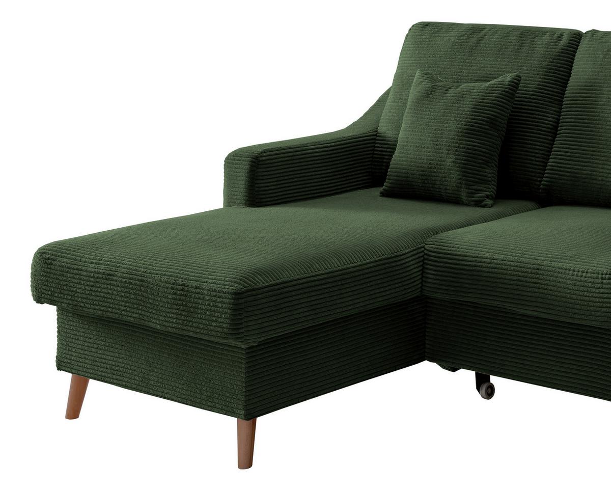 Ecksofa Valentina - Dunkelgrün/Naturfarben, Design, Textil (150/228cm) - P & B