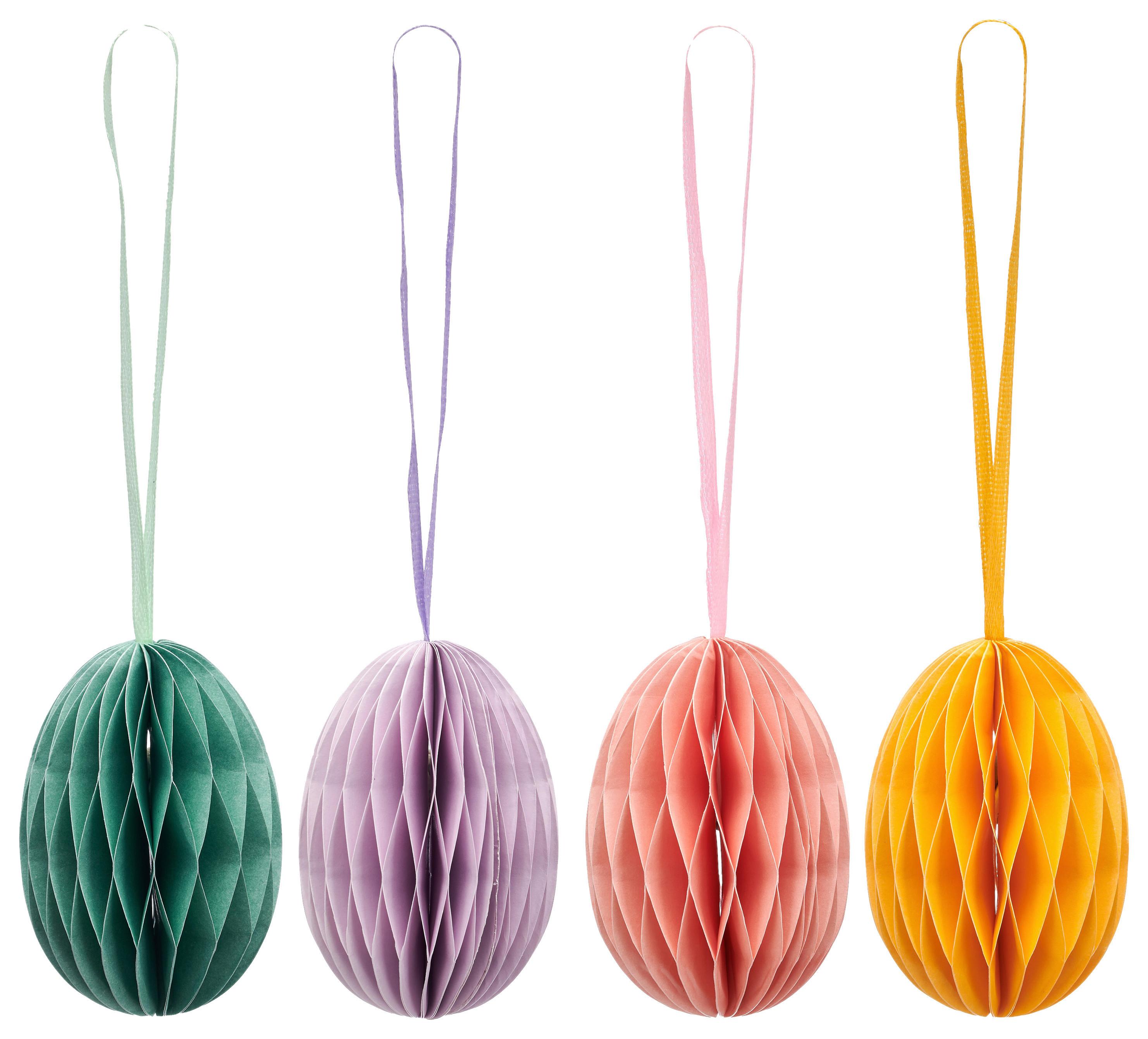 Závěsná dekorace 4 ks - starorůžová/pastelově zelená, Konvenční, papír (5/7/5cm) - Mömax