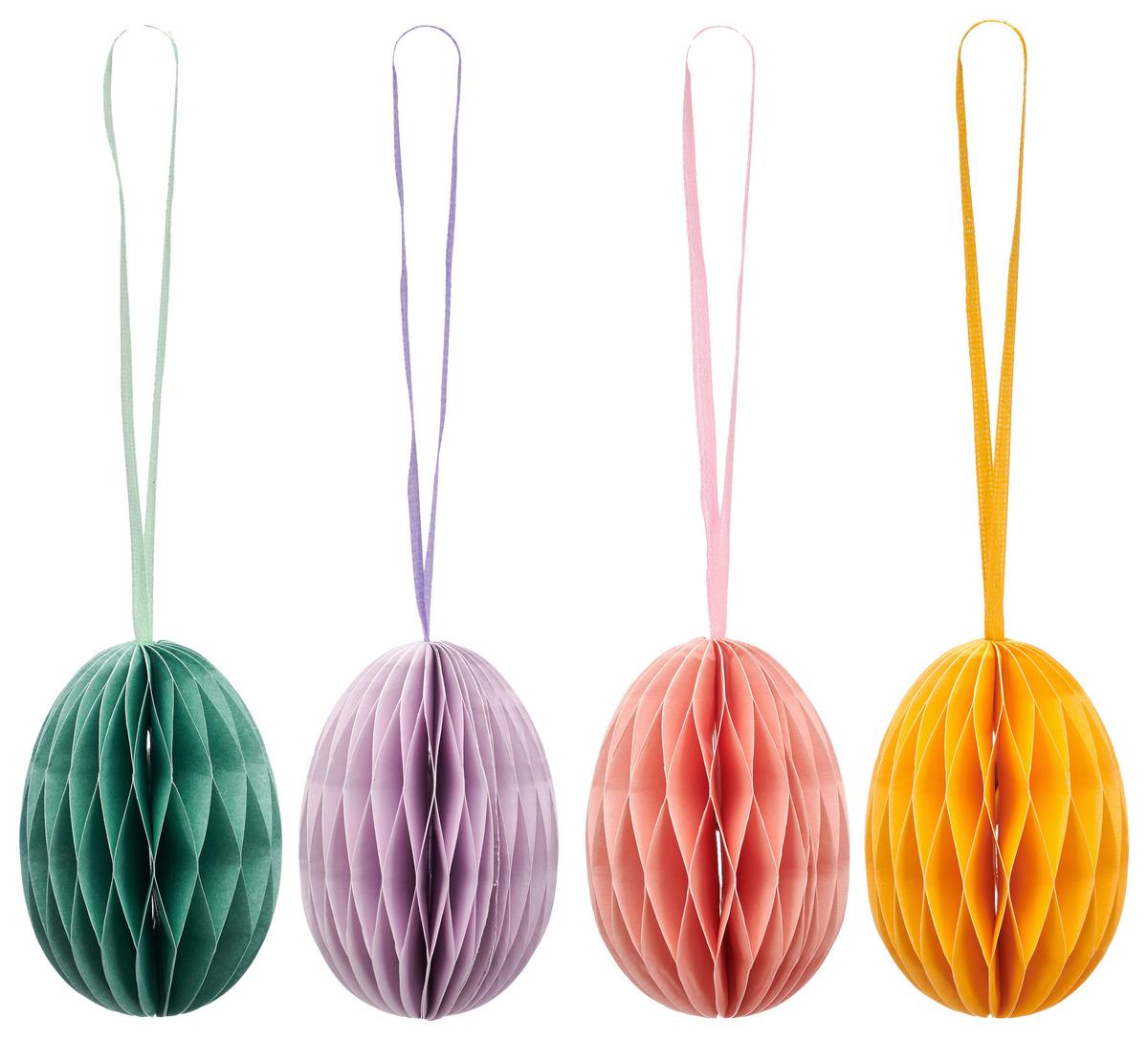 Závěsná dekorace 4 ks - starorůžová/pastelově zelená, Konvenční, papír (5/7/5cm) - Mömax