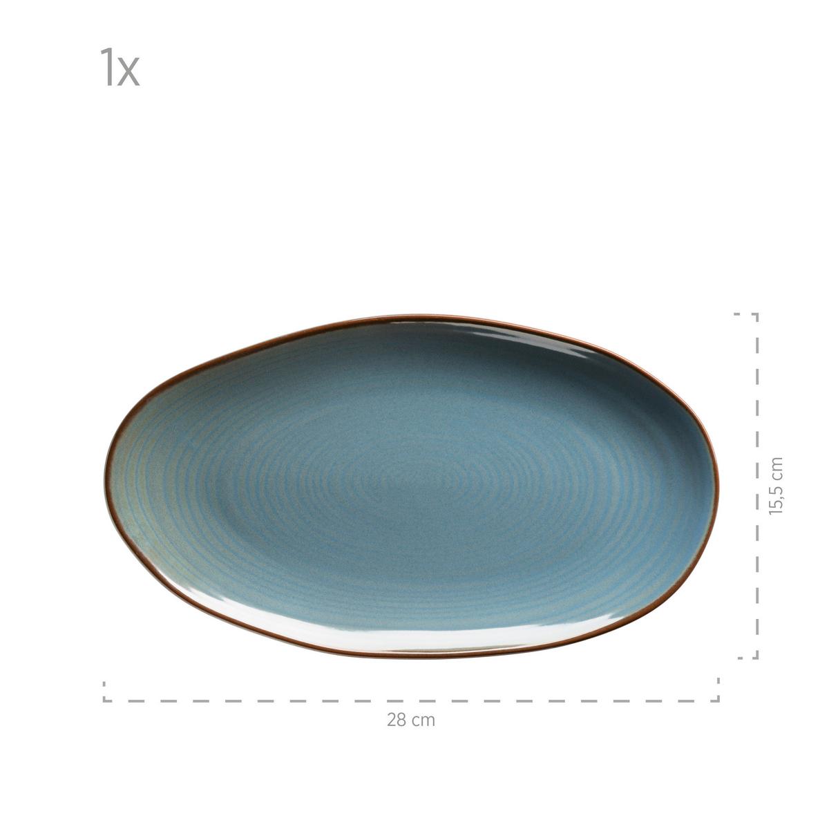 Servierplatte Nottingham 3-Tlg. Oval - Blaugrau, Basics, Keramik - Mäser