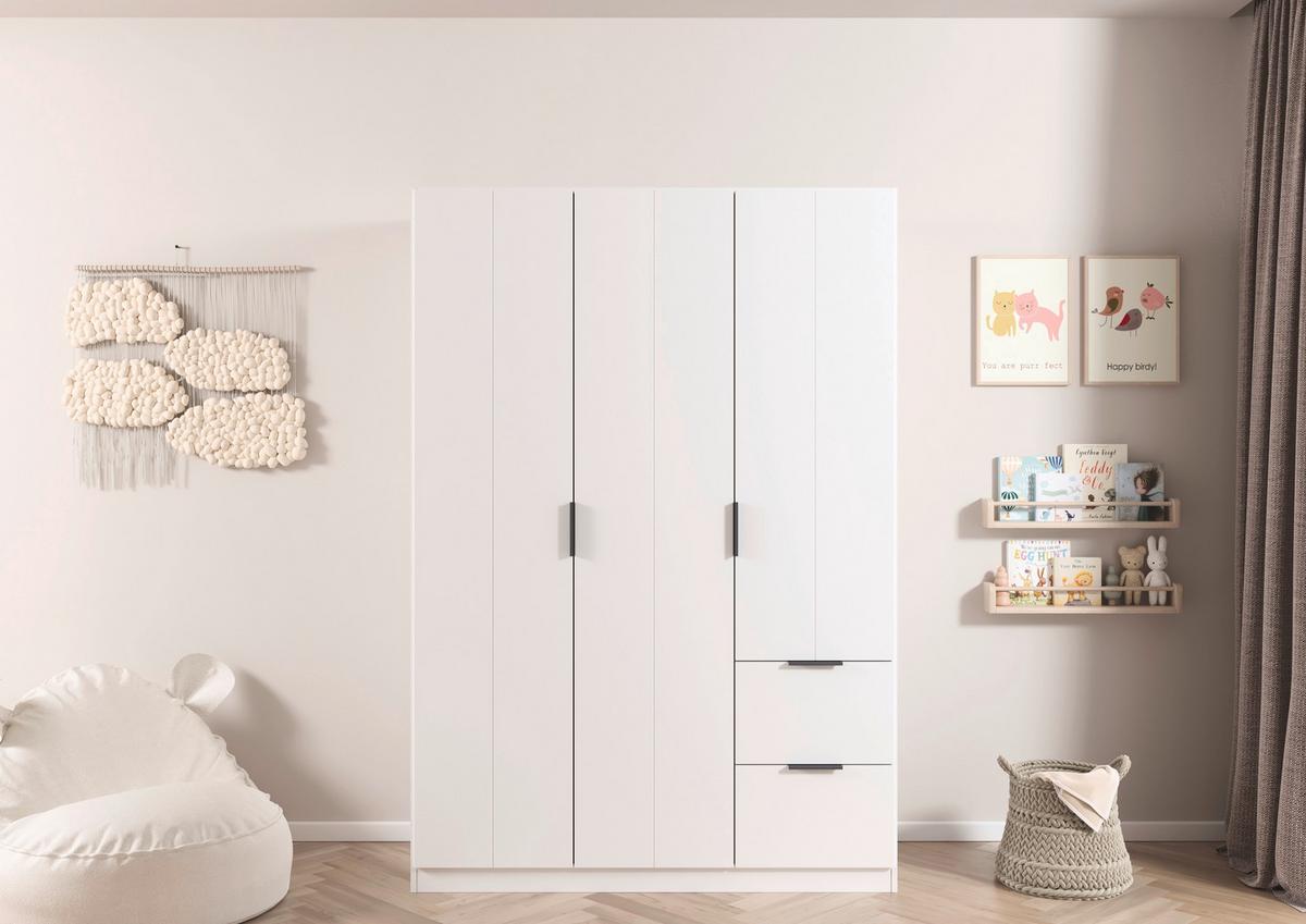DREHTÜRENSCHRANK Ella Weiß B: 136cm - Weiß, MODERN, Holzwerkstoff (136/197/54cm) - Rauch Möbel