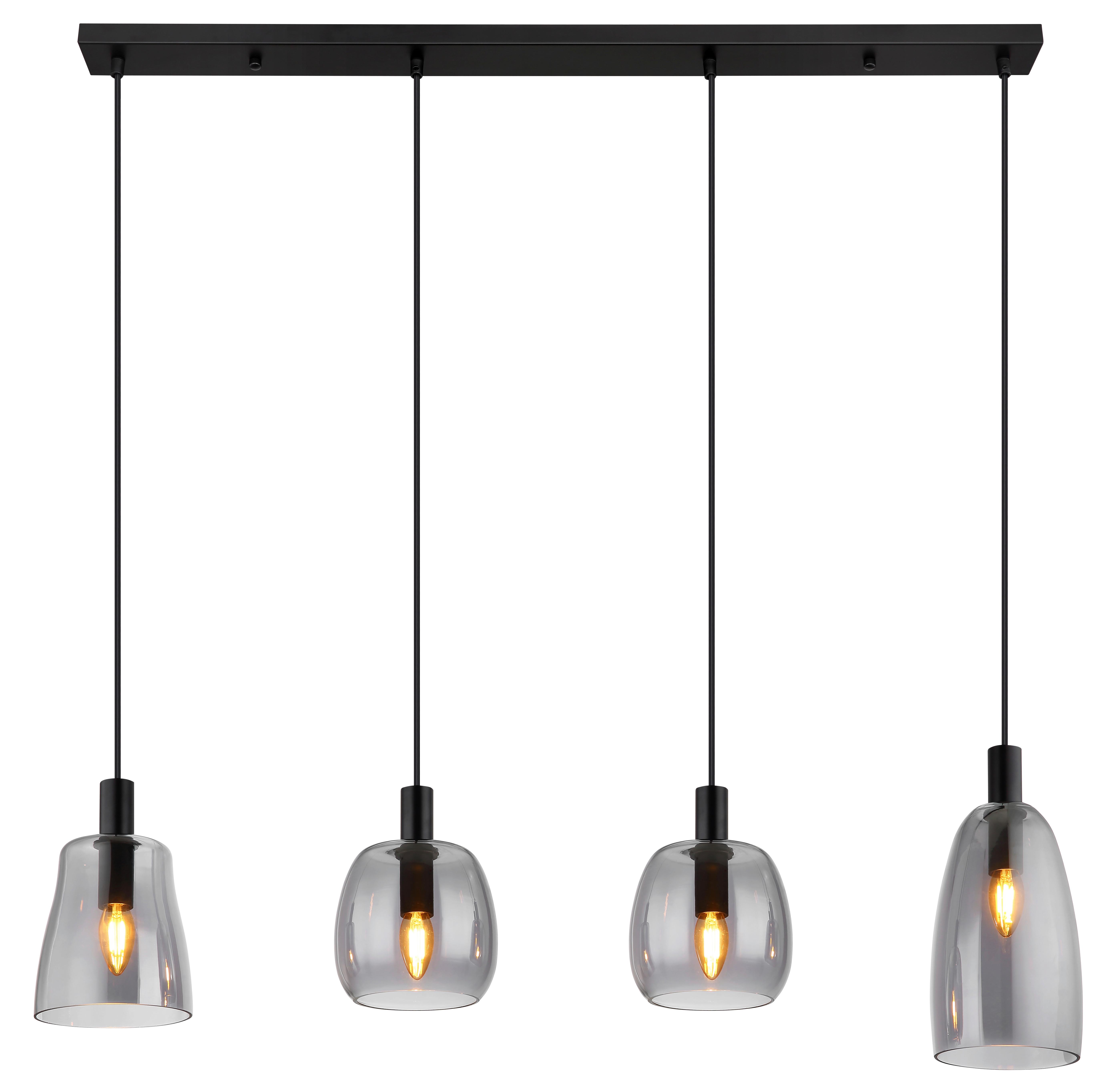 Hängeleuchte 15789-4hb - Schwarz, Design, Glas/Metall (107/16/120cm) - Globo