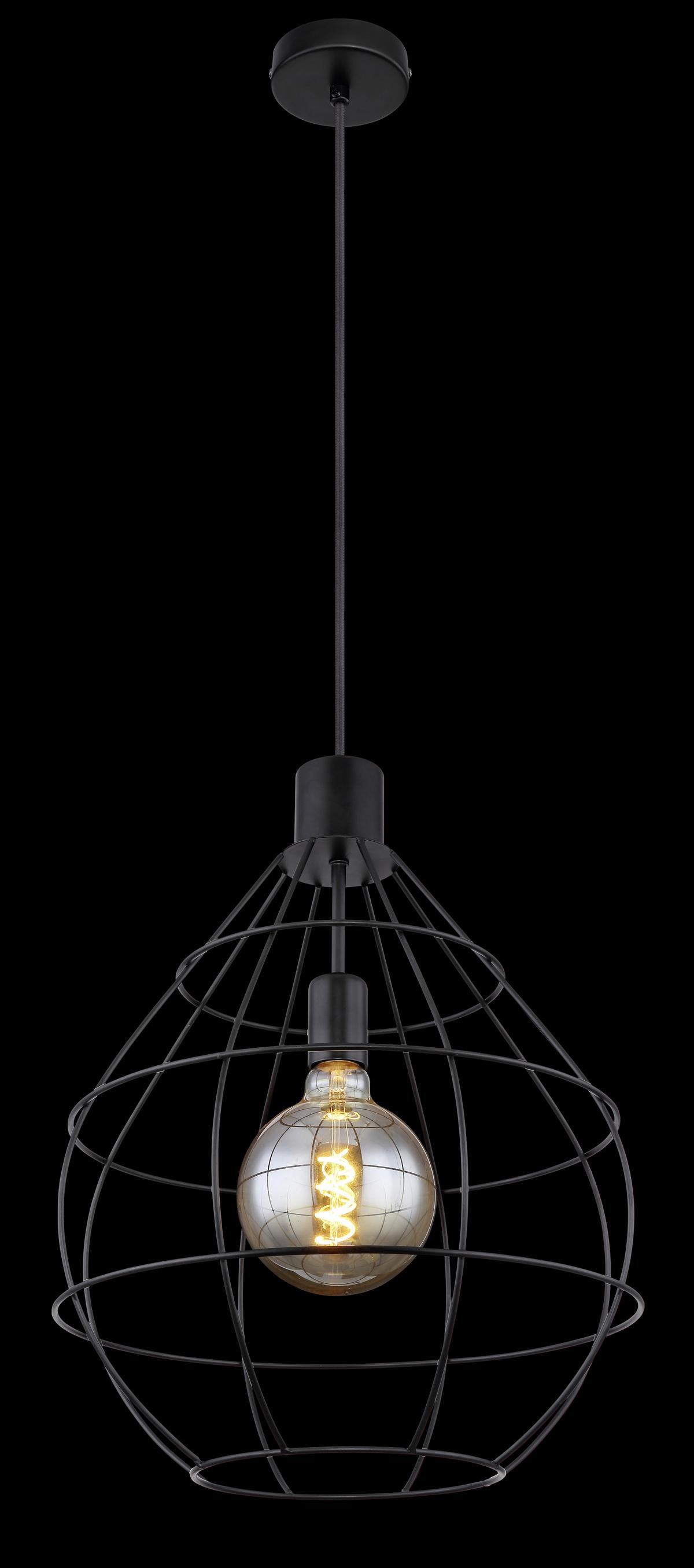 Hängeleuchte H: 120 cm 1-Flammig - Schwarz, Trend, Metall (37/120cm) - Globo