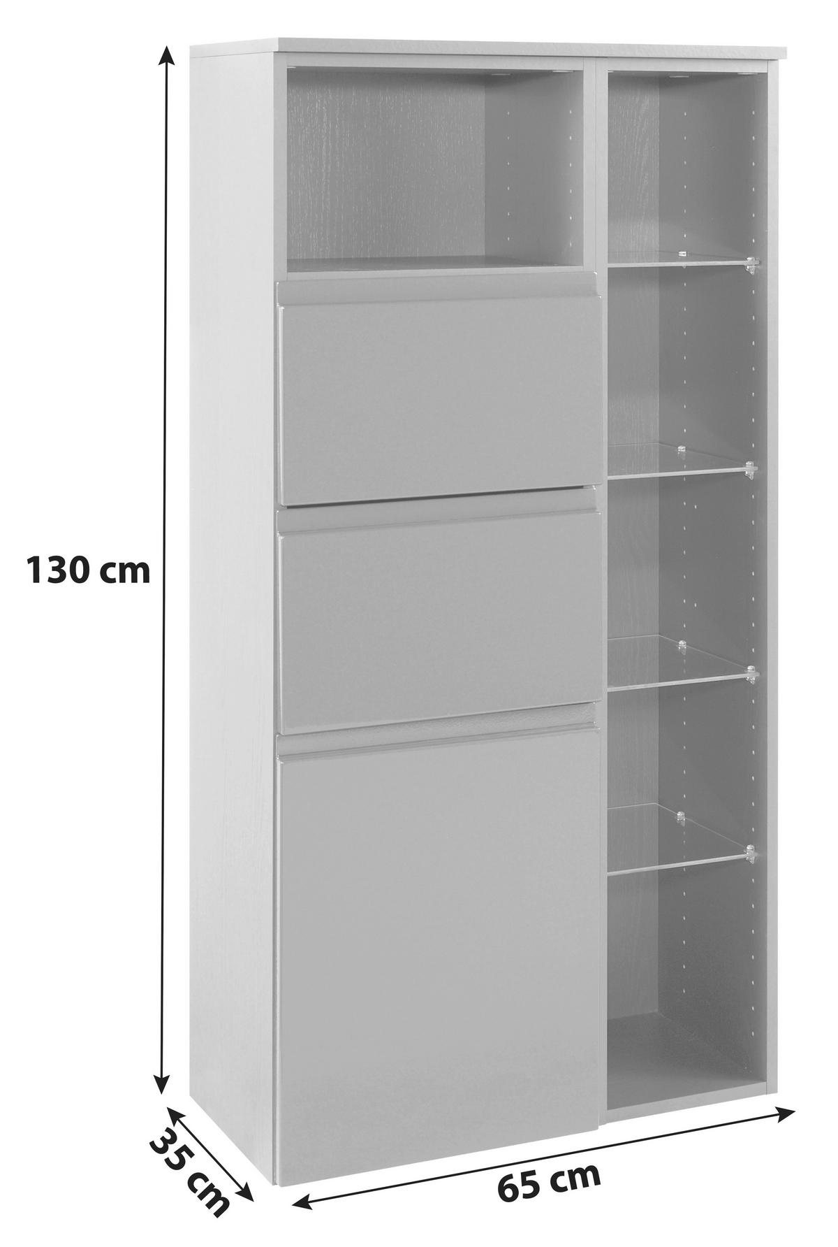 Midischrank Mit Soft-close Cardiff 65cm, Graphit Dekor - Graphitfarben, Design, Holzwerkstoff (65/130/35cm) - Held