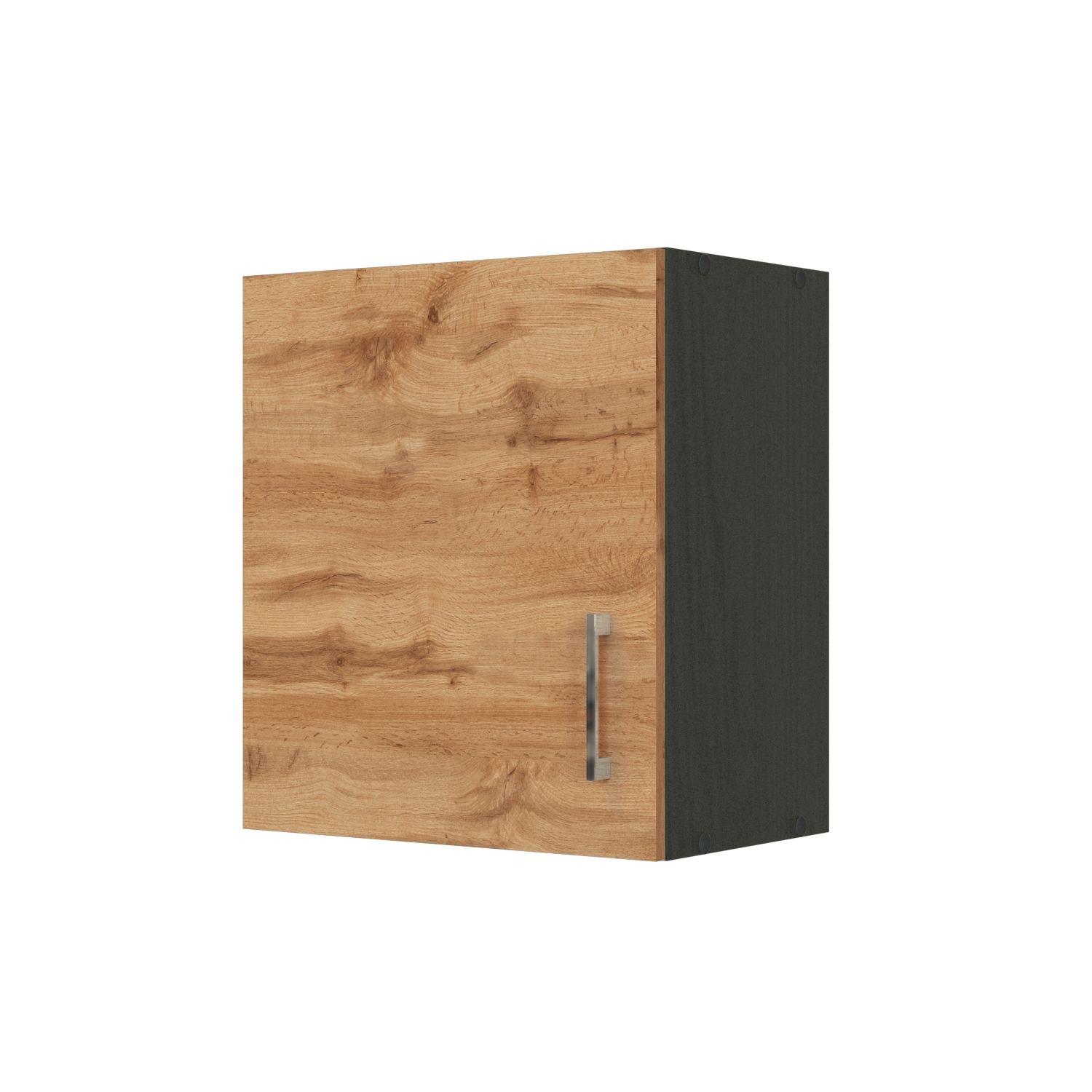 Küchenoberschrank B: 50 cm Eiche Deko/Anthraz. 1 Drehtür - Anthrazit/Eiche Wotan, MODERN, Holzwerkstoff (50/57/34cm) - Held