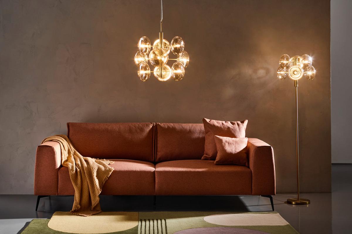 Trojmiestna pohovka SEUL, oranžová - oranžová/čierna, Design, kov/drevo (246/87/88cm) - MID.YOU