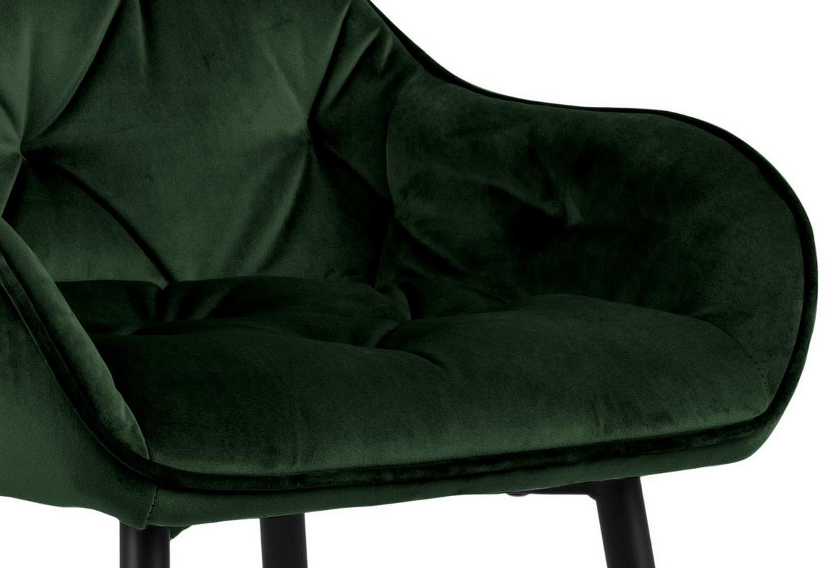 Barová židle BROOKE tmavě zelená - černá/tmavě zelená, Konvenční, kov/textil (55/103,5/52cm) - Livetastic