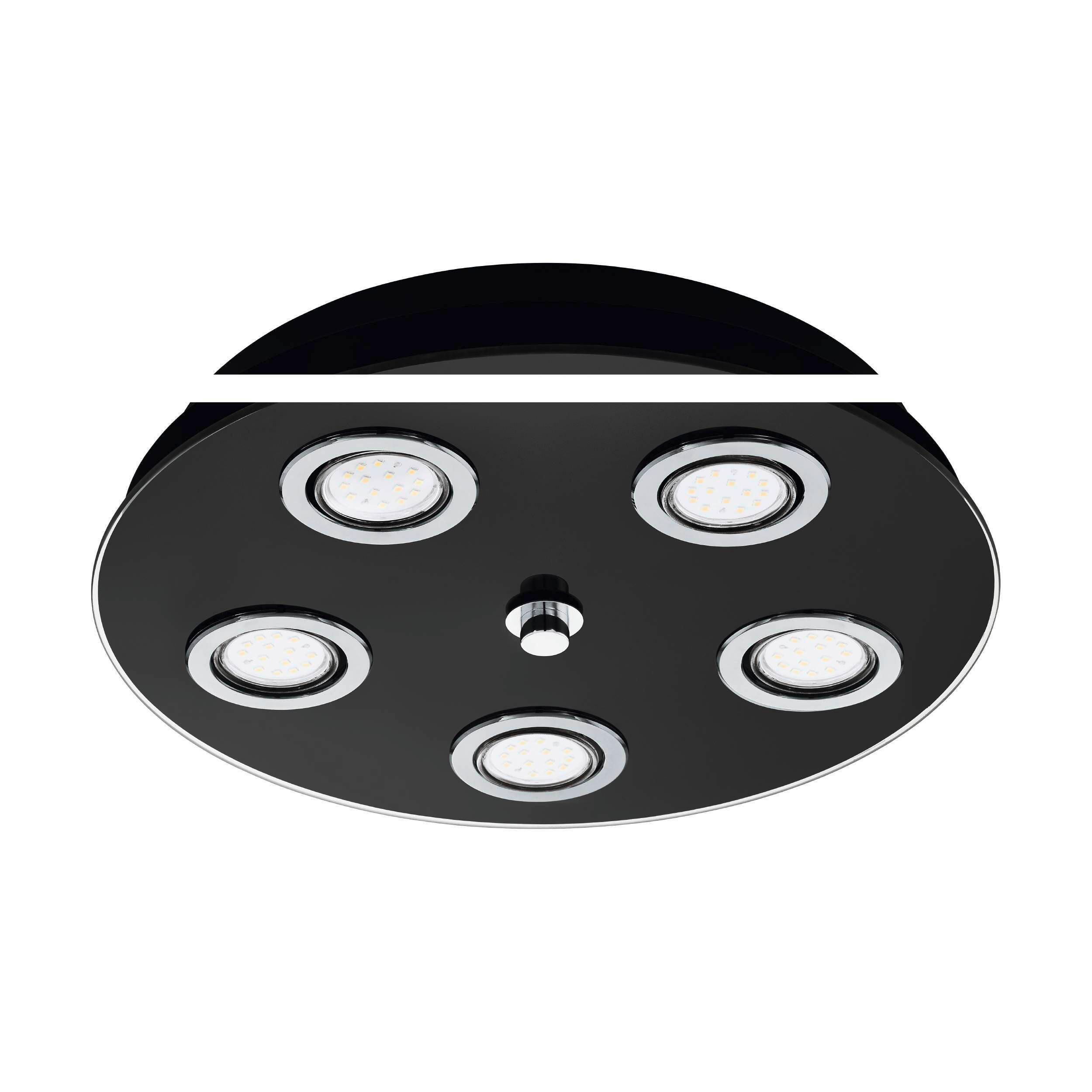 Deckenleuchte Grattino Ø 35 Cm - Schwarz, Basics, Glas/Metall (35/7,5cm) - Eglo