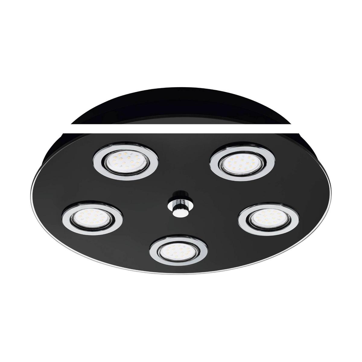 Deckenleuchte Grattino Ø 35 Cm - Schwarz, Basics, Glas/Metall (35/7,5cm) - Eglo