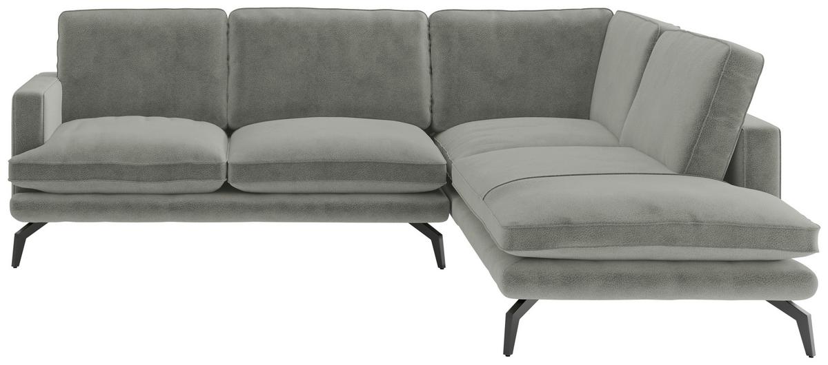 Ecksofa Bali - Champagner/Schwarz, Design, Textil (250/202cm) - Livetastic