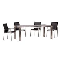 Gartengarnitur 5-Tlg. Auris Edelstahl/Keramik/Kunststoff - Edelstahlfarben/Grau, Basics, Keramik/Kunststoff (200/75/100cm) - Acamp